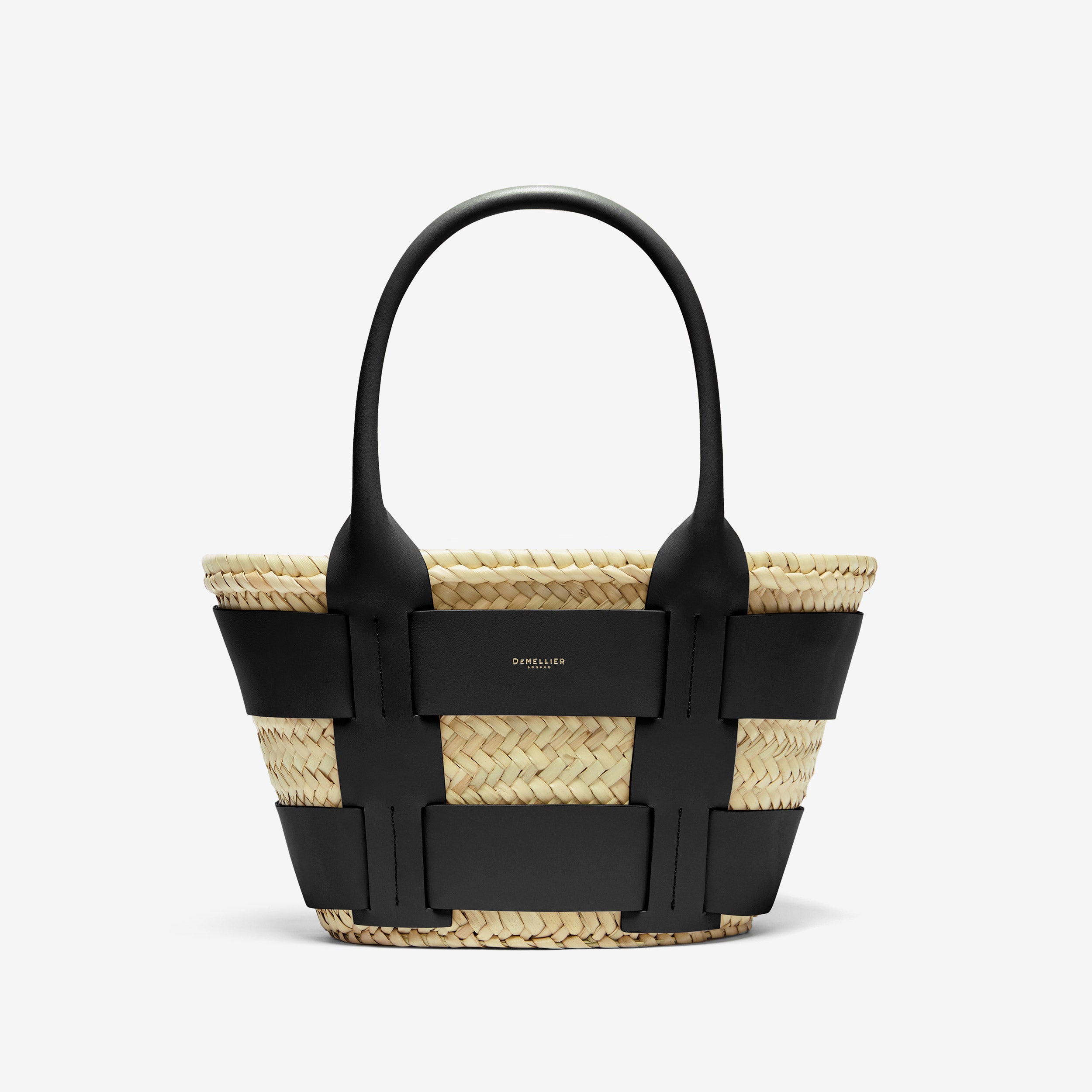The Mini Santorini | Natural Basket Black Smooth | Demellier