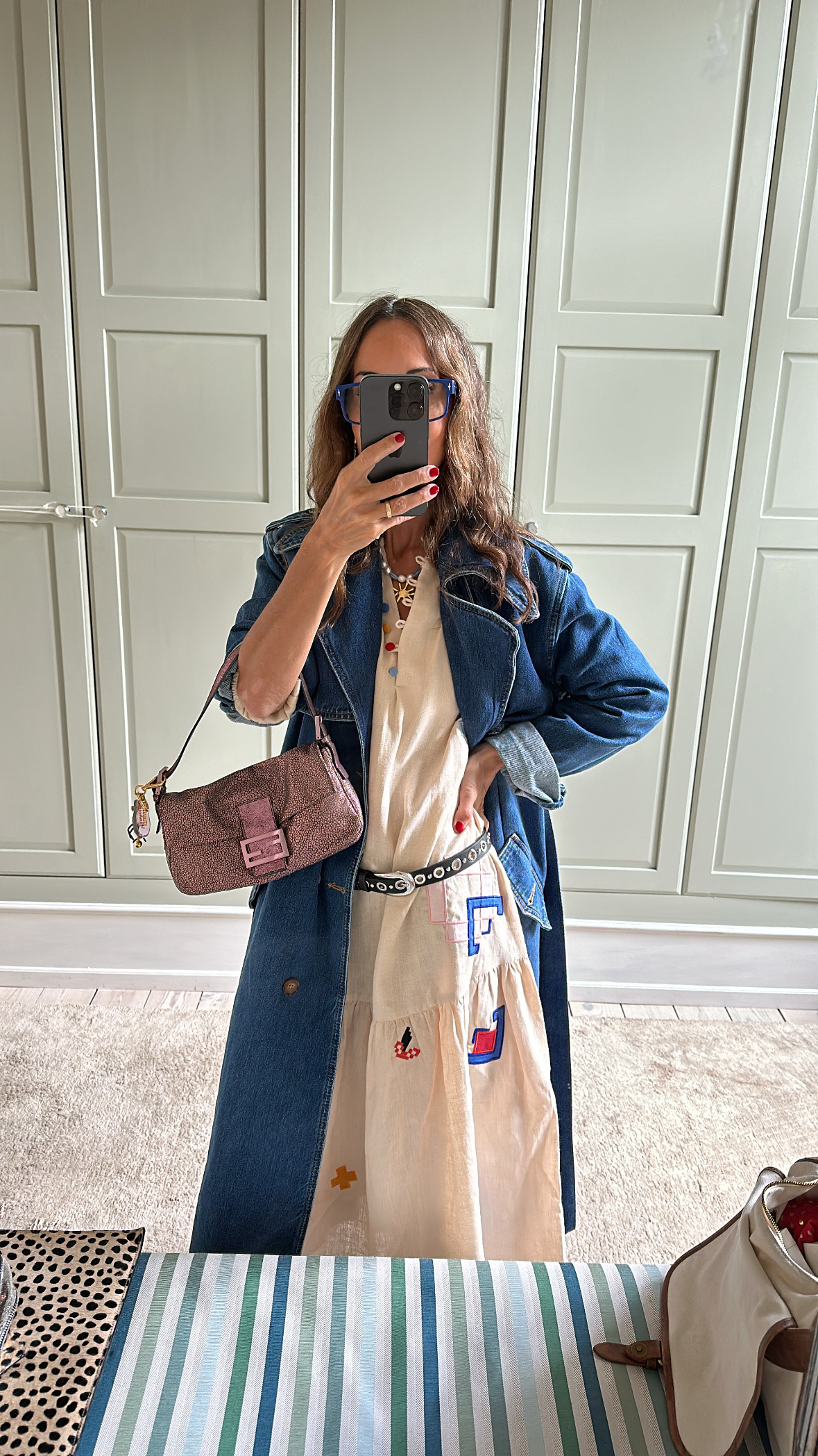 Larissa Mills selfie embroidered dress