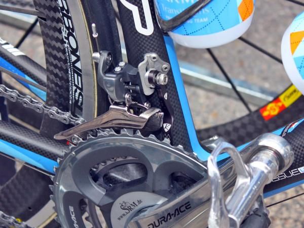 Garmin-Transitions first started using AceCo's K-Edge chain watchers only on the teams' time trial bikes but has since decided to install them on everything.