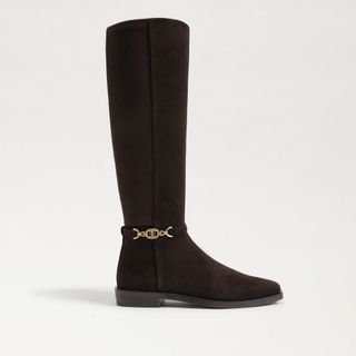 brown wide calf suede boot