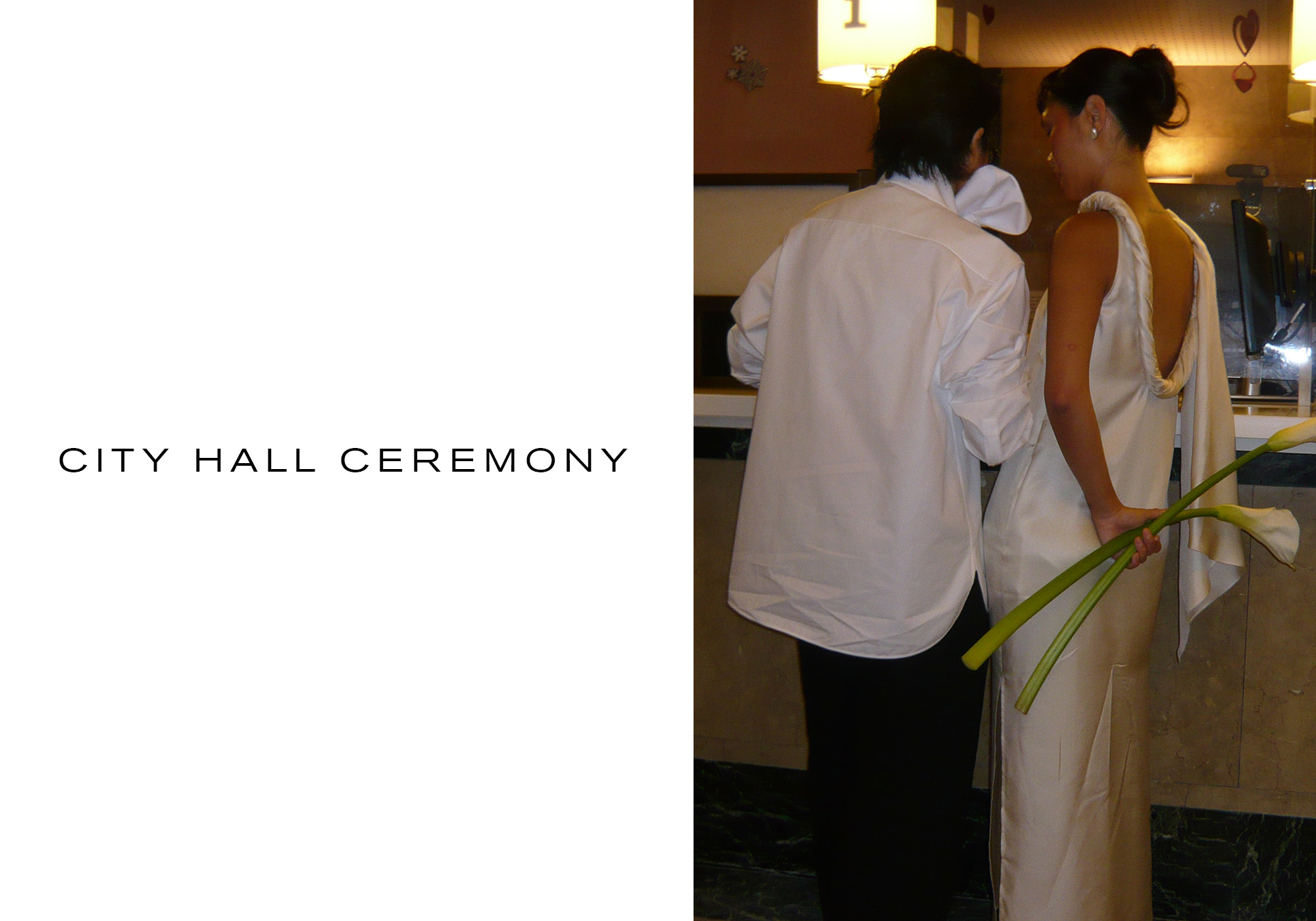 "City hall ceremony" text with an image of Trisha and Gui.