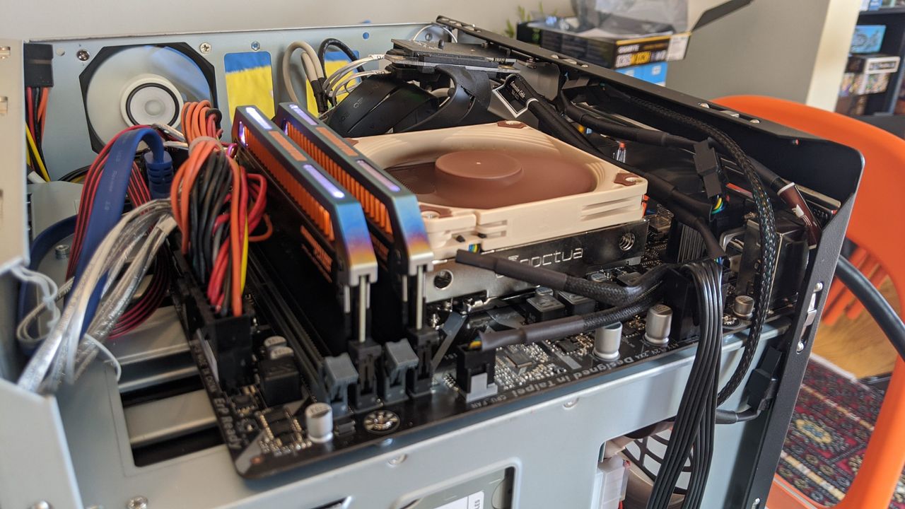 It runs! The CPU power cable needs to be poked in a bit before the outer shell goes back on.