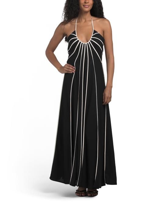 Parker, Linen Blend Piped Maxi Dress