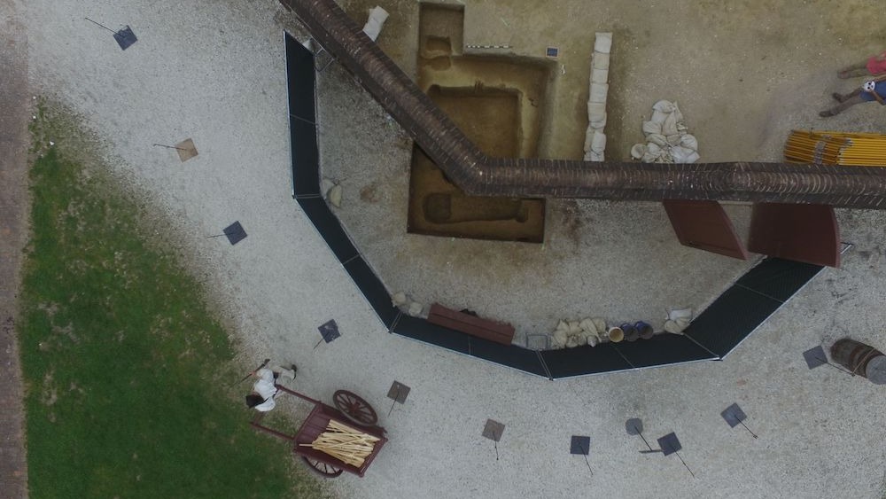 Aerial view of a building at a Civil War site.