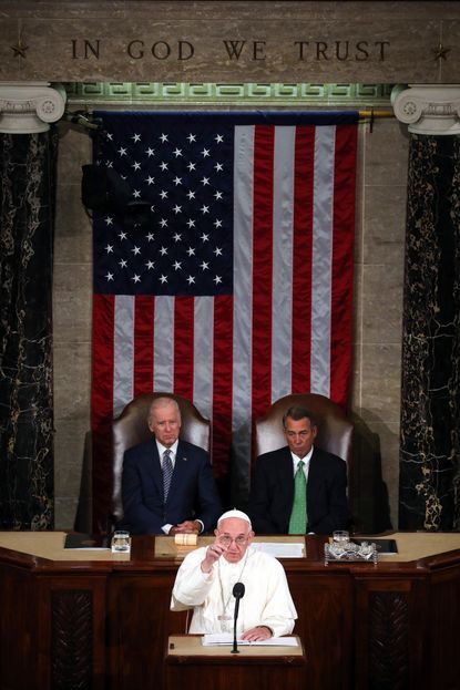 Pope Francis addresses congress.