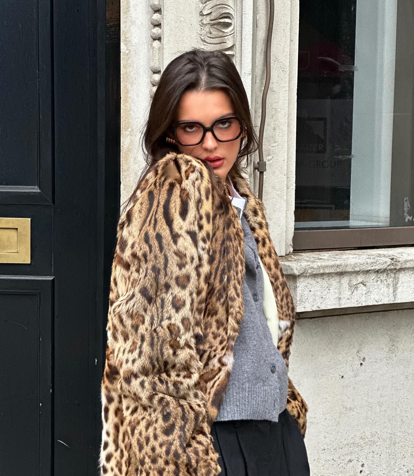sobalera wears leopard print coat