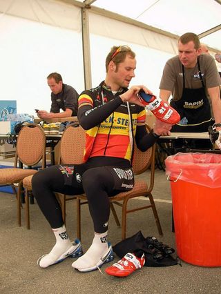 Tom Boonen opts for his red Sidi shoes for his first ride in Qatar.