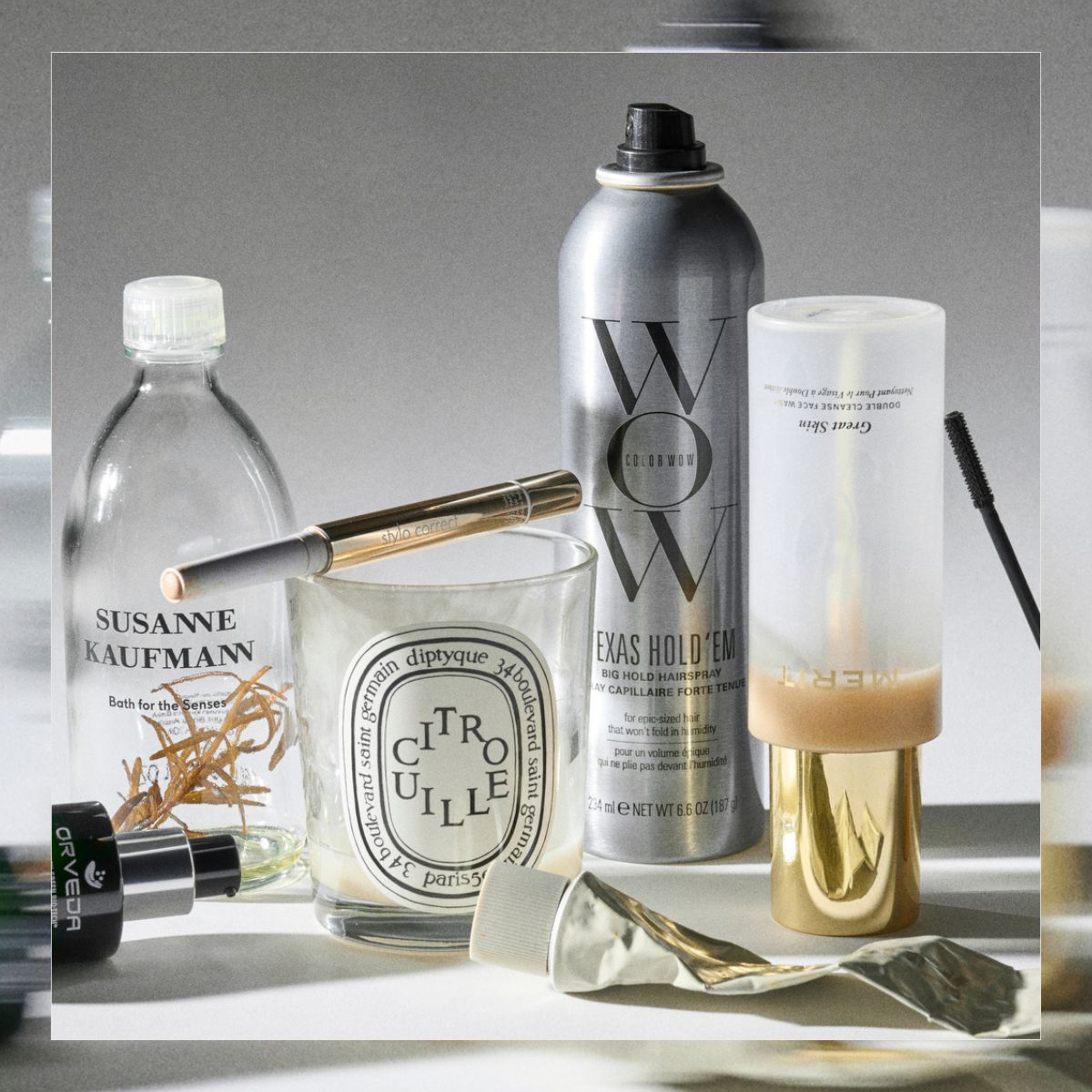 Shannon Lawlor's beauty empties for November, including Color Wow Texas Hold 'Em Hair Spray, Merit Great Skin Double Cleanse, Lancome Lash Idole Flutter Extensions, Diptyque Citrouille candle, Birkenstock foot balm, Sisley Stylo Concealer, Orveda The Omnipotent Concentrate and Susanne Kaufmann Bath for the Sense