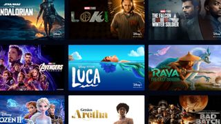 Disney Plus shows and movies in a grid