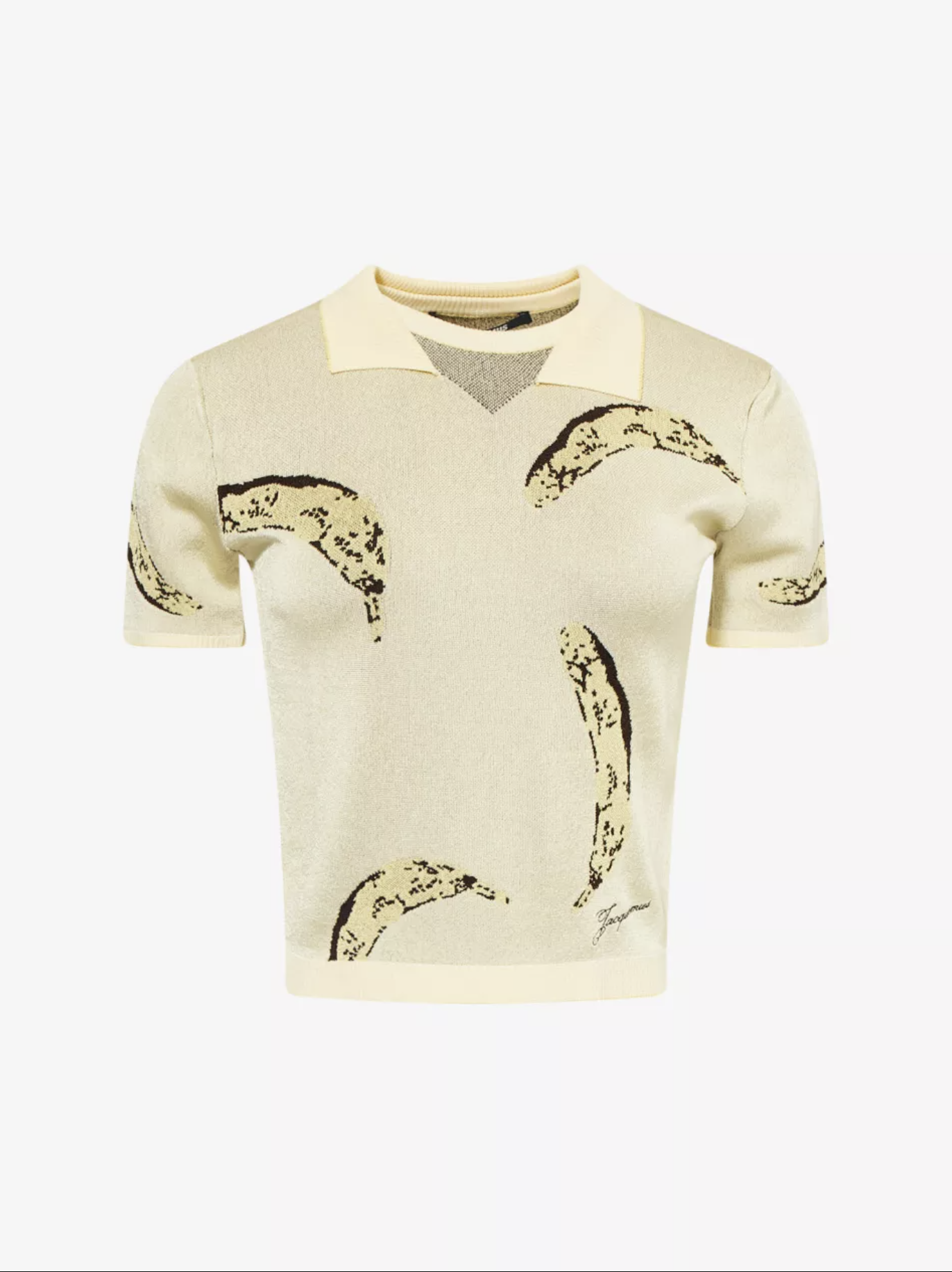 Jacquemus, The Marino Banana-Print Woven-Knitted Polo Top