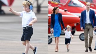 (L) Prince George, (R) Kate Middleton, Prince George and Prince William