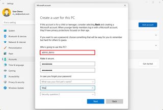 Create local account for Windows 11