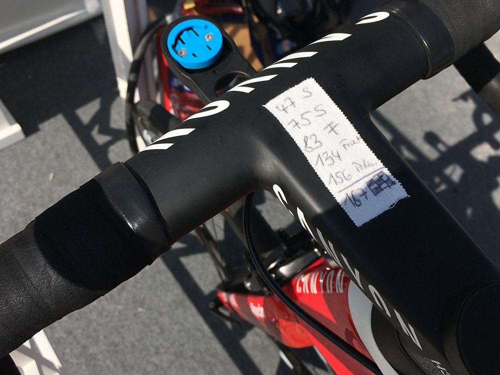 Tape is still used for simple race notes at Katusha-Alpecin