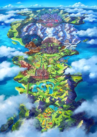 Full map of Galar from Pokemon sword and shield