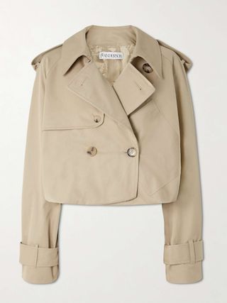 Oversized Cropped Cotton-Gabardine Trench Coat