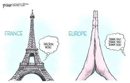 Political Cartoon International France election Macron Europe