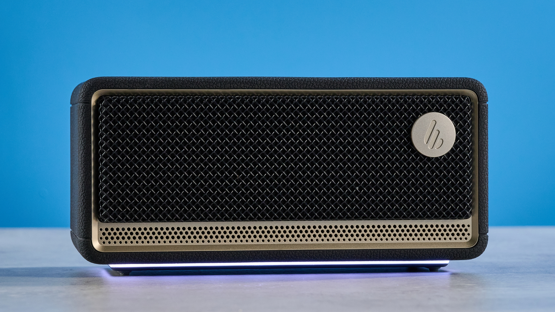 A black Edifier ES60 Bluetooth speaker