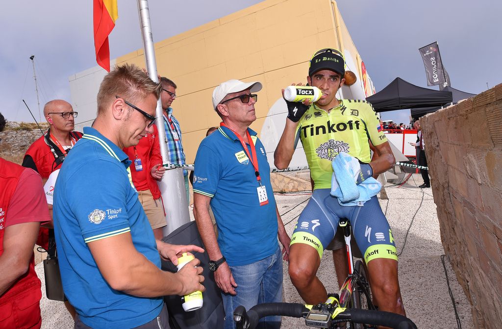Alberto Contador cools down after stage 20