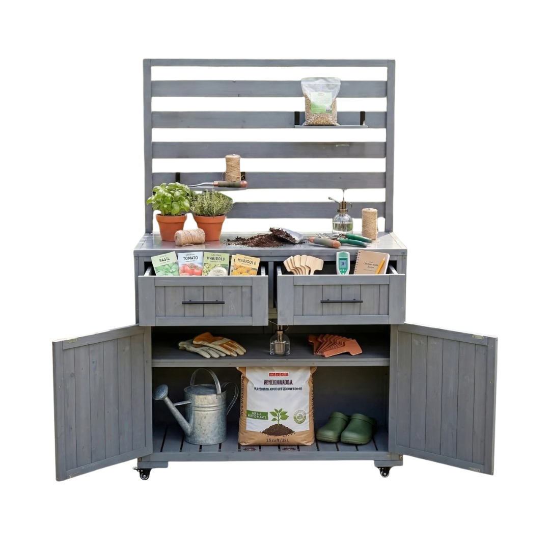 Mosaicmotifco Large Patio Kitchen Island Grill Cart With Stainless Table Top, Movable Small Shelves, 2 Drawers and Cabinet | Wayfair
