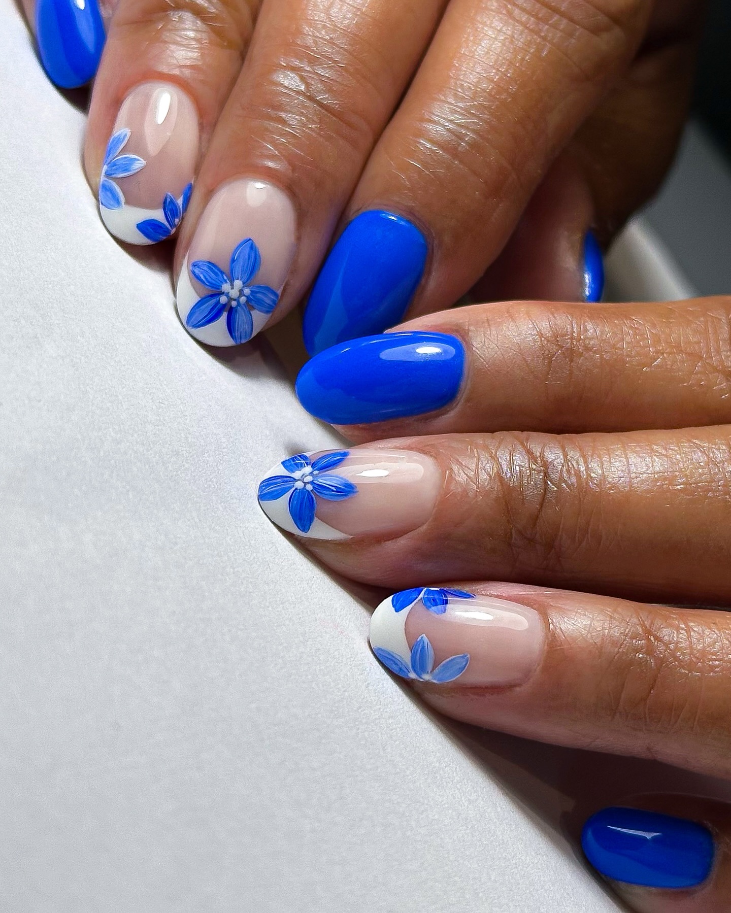 blue French manicures