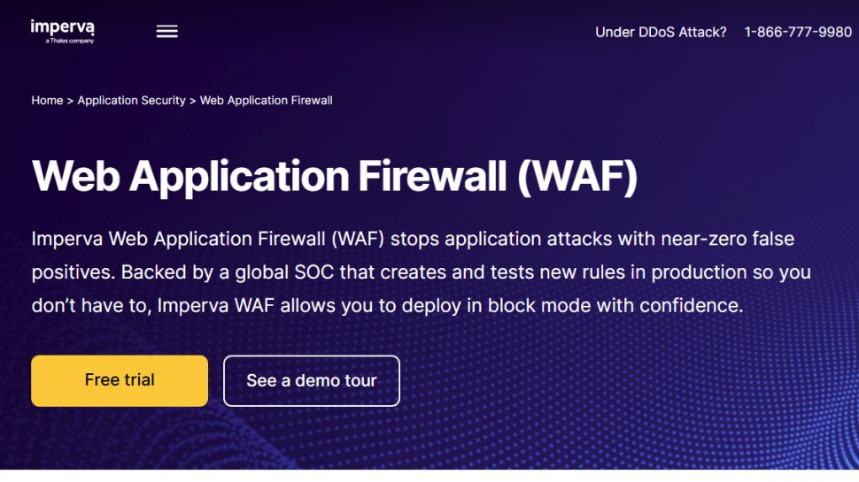 Website screenshot of Imperva WAF (August, 2025)