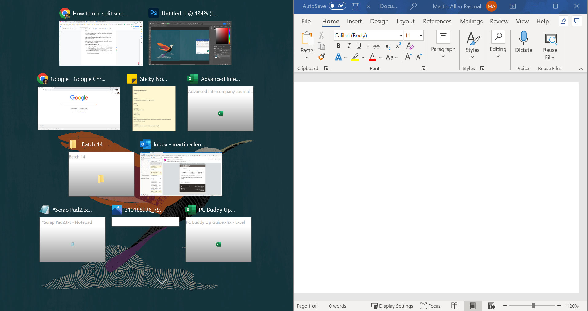 How to do a split screen on Windows 11