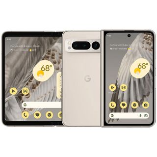 Official Google Pixel Fold render of the Snow colorway from all angles