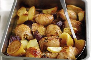 Leftover chicken tray bake