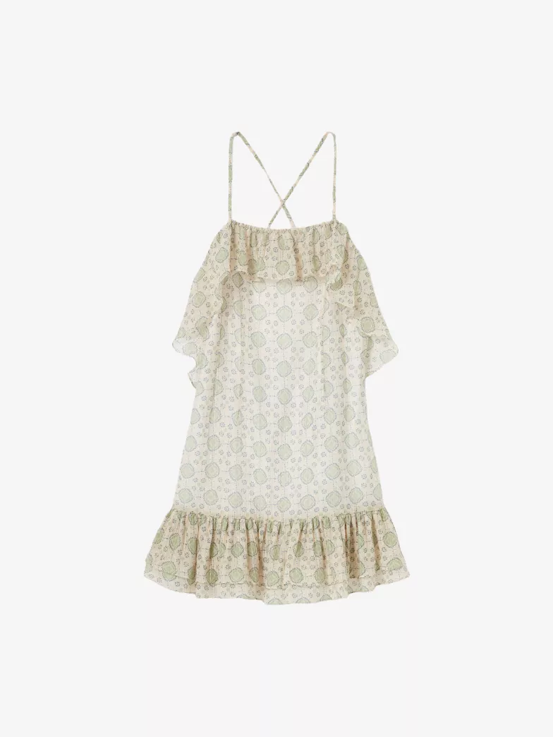 Claudie Pierlot, Abstract-Print Ruffle-Trim Lyocell-Blend Mini Dress