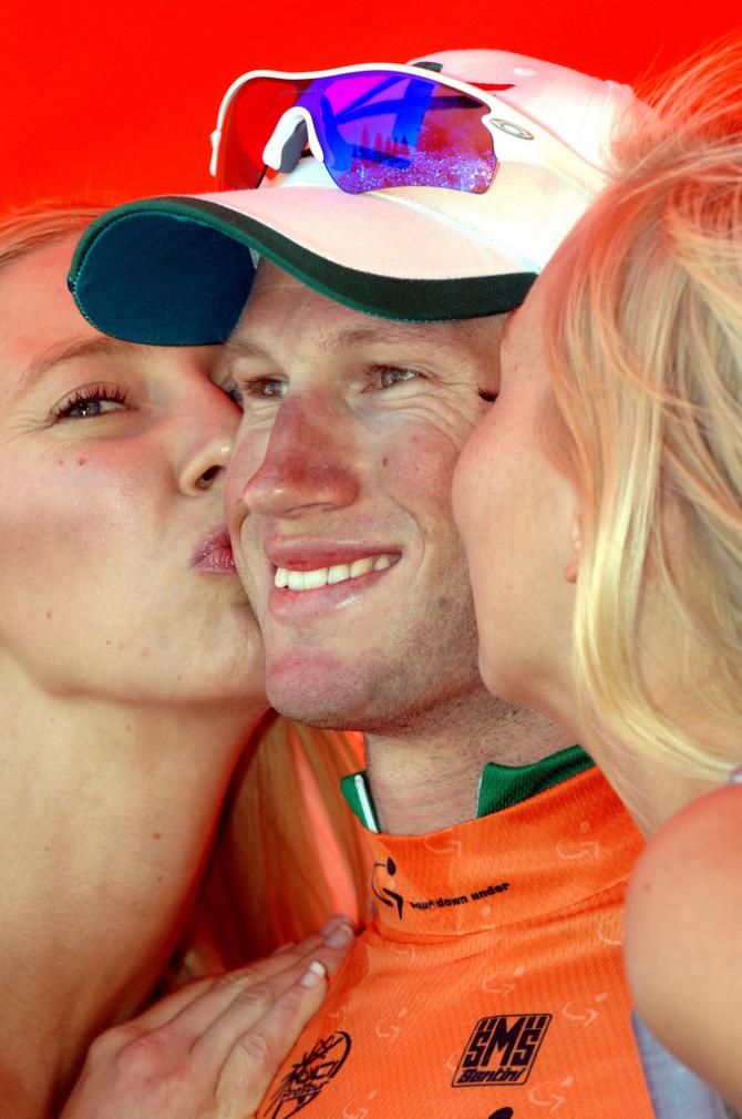 Mark Renshaw enjoying his moment on the podium