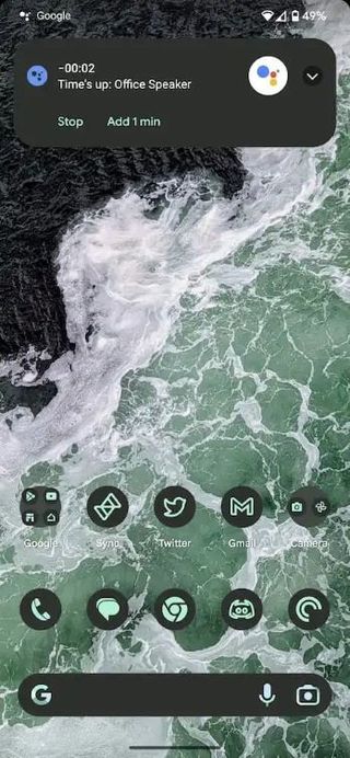 At a Glance widget timer status