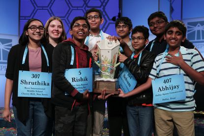 The winners of the 2019 Scripps National Spelling Bee.