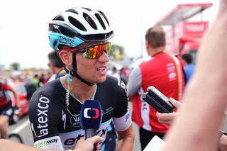 Zdenek Stybar talks with the press.