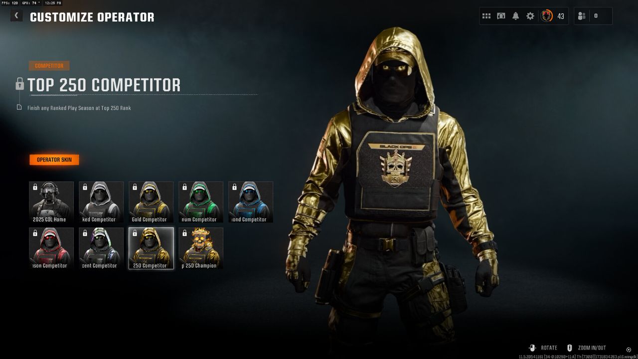 The operator rewards available in ranked play in Call of Duty: Black Ops 6