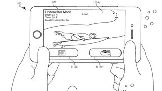 Image de brevet montrant une interface simplifiée de l'iPhone pour une utilisation sous l'eau