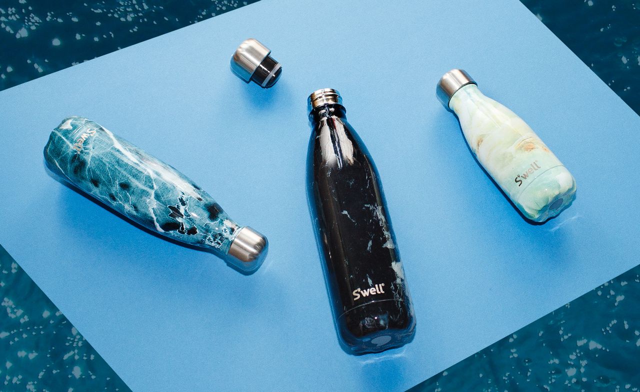 Three different design &amp; size drinking bottles from the brand S&#039;well&#039;s new range