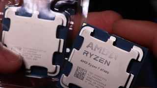 Engineering sample of Ryzen 7 8700GE alongside the original 8700G from GucksTV's video.