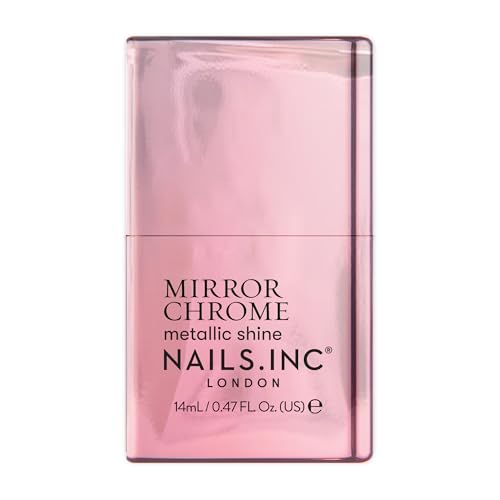 Nails Inc You're Being Chromatic, Pink, Metallic Mirror Chrome, No Chip, Long Lasting, Quick Dry, Air Dry, Professional Manicures & Pedicures, Fingernails & Toenails, Vegan Nail Polish, 0.47 Fl Oz