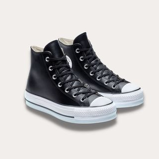 Black leather converse high tops