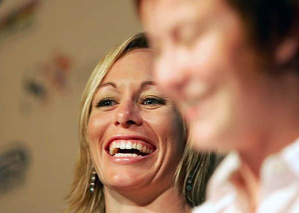 A laugh from event host Natalie Bates.