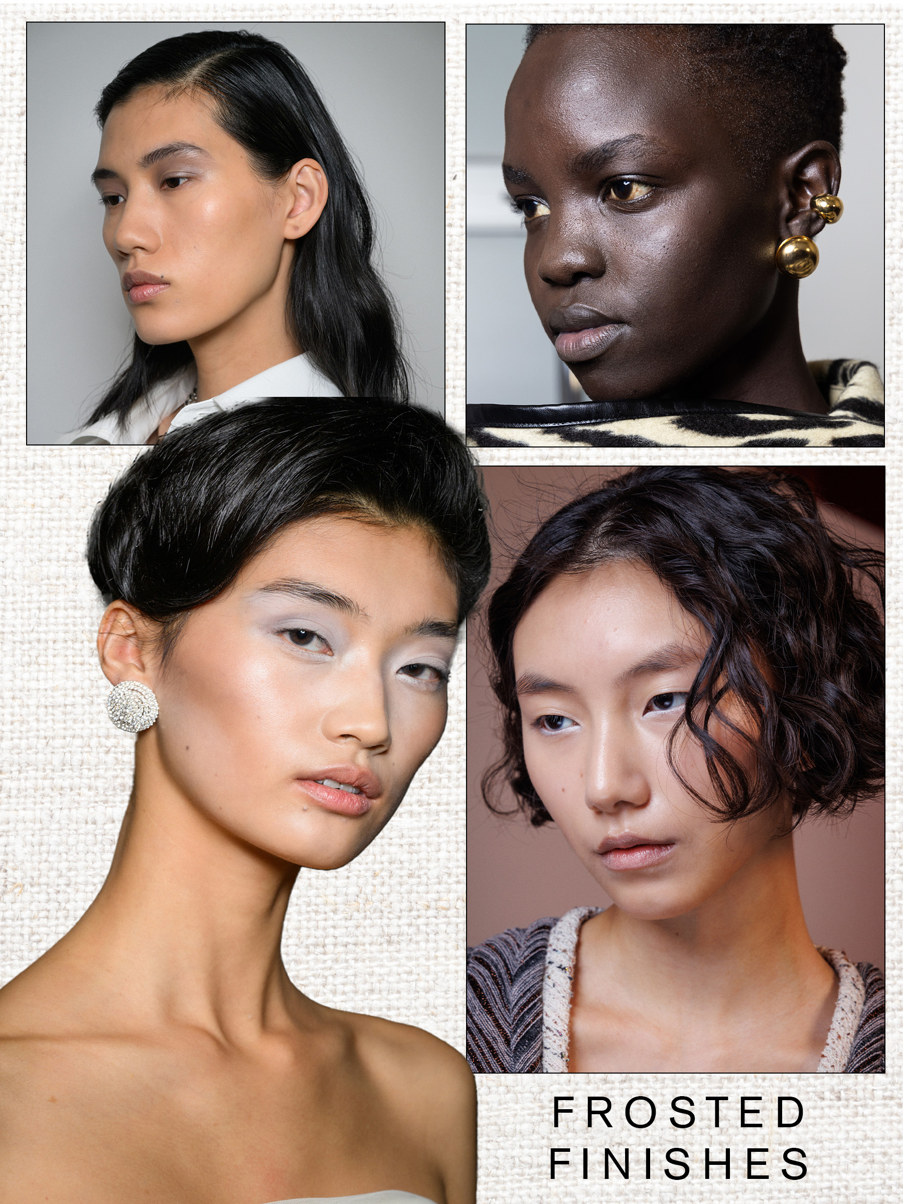 Frosted Finished Autumn/Winter 2025 Beauty Trend, including looks from Toga, Brandon Maxwell, Richard Quinn and Giambattista Valli