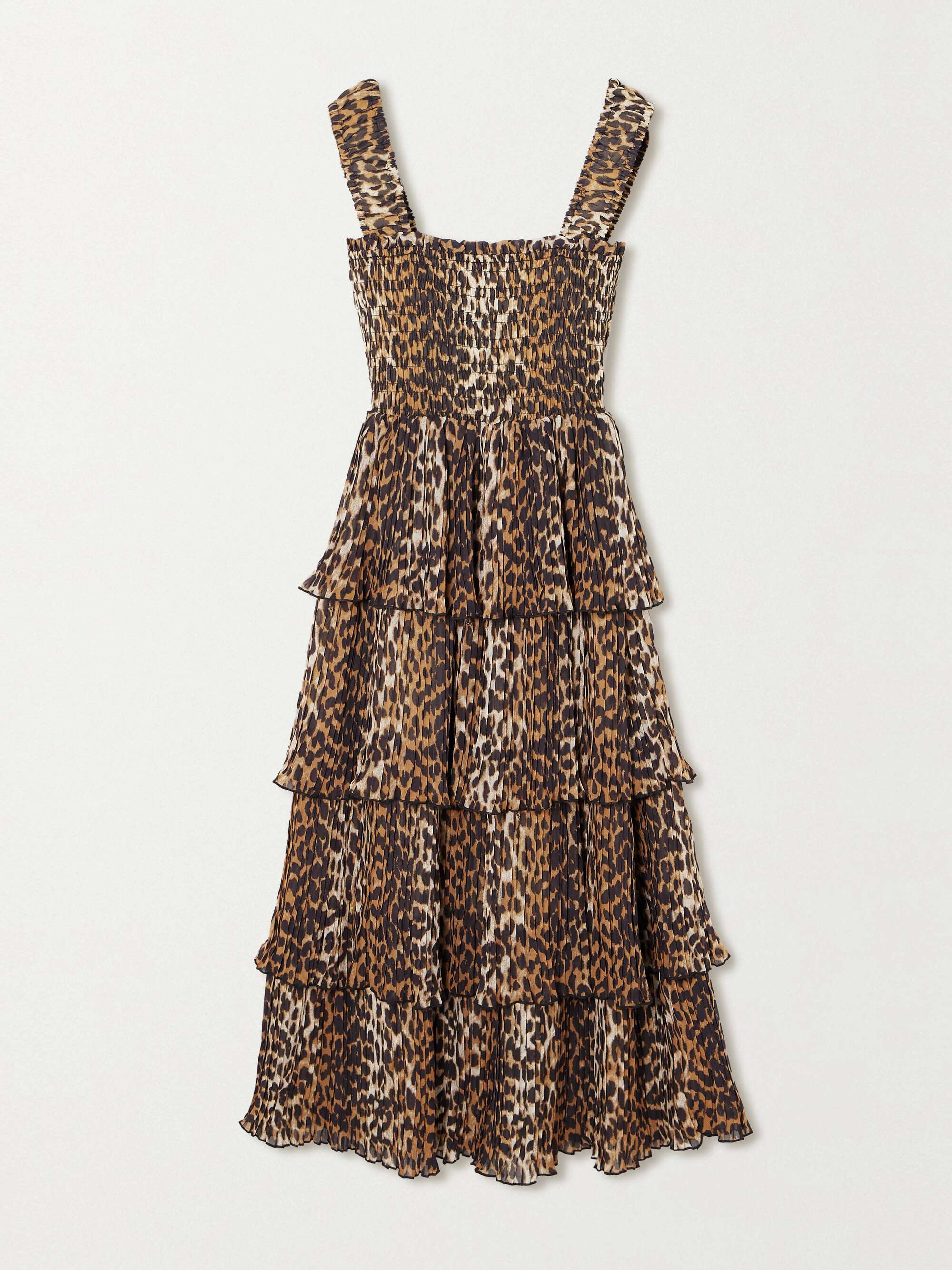 Ganni + Leopard-Print Cotton Midi Dress