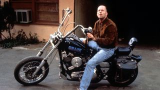 Bruce Willis on a chopper in Pulp Fiction