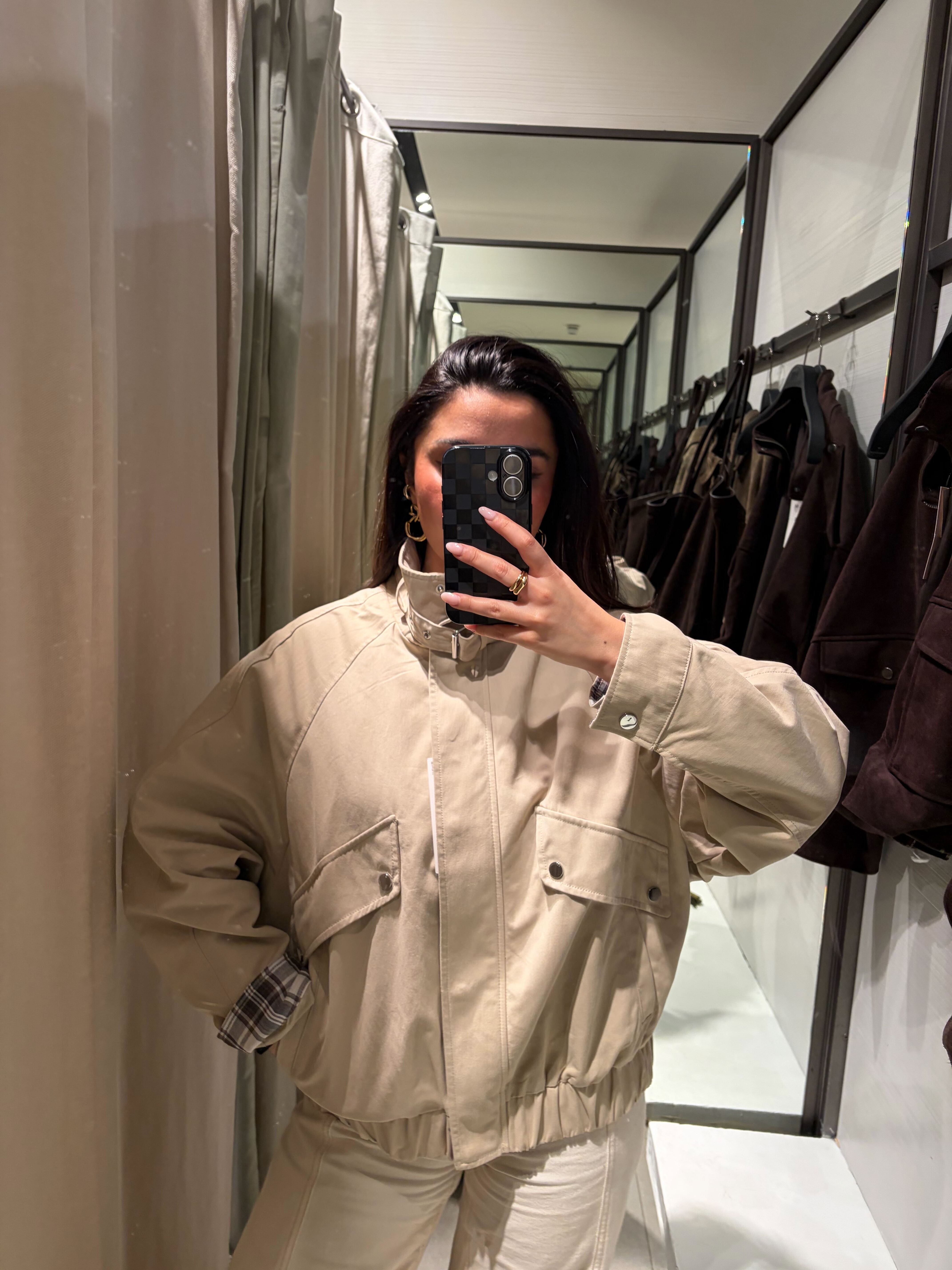 Marina wearing the Zara bomber