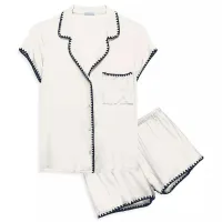 6. Eberjey Frida Whipstitch Short Pajama Set