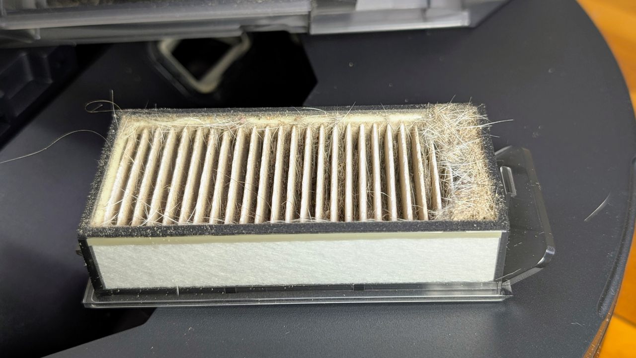 Dreame Matrix10 Ultra robovac close up of dust filter