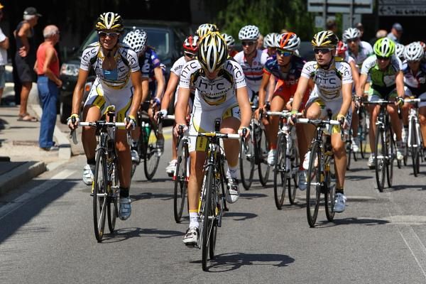 HTC - Columbia Women were obvious at the front of the bunch in the latter part of this stage.