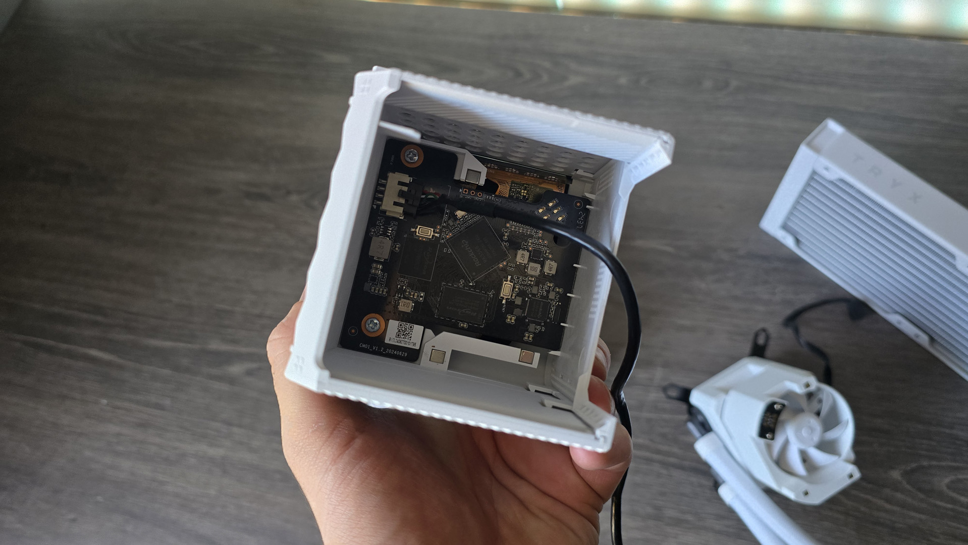 Tryx Panorama 360 liquid cooler installed on a test bench.