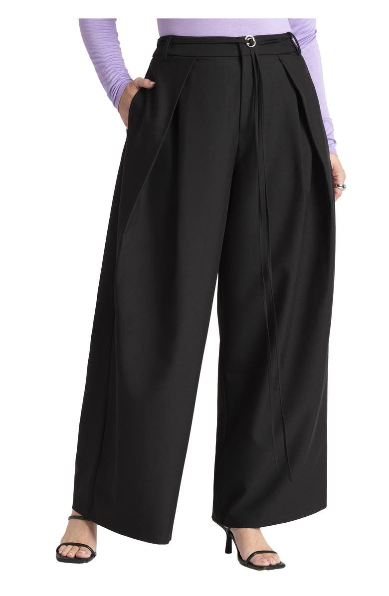 Pleat Detail Trouser With Long Belt