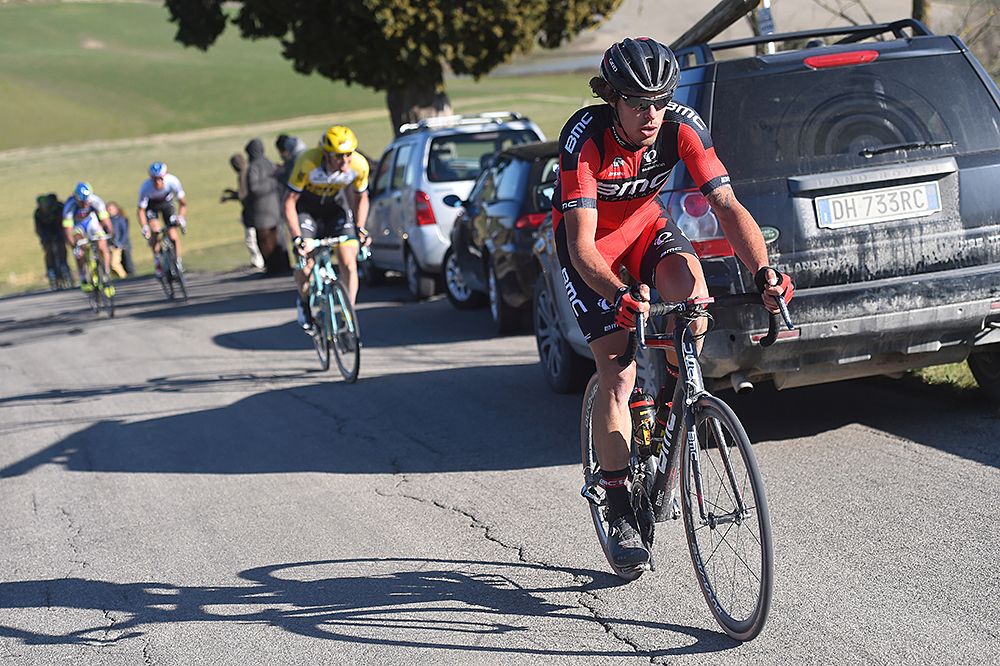 Daniel Oss (BMC) attacked early to set up Van Avermaet